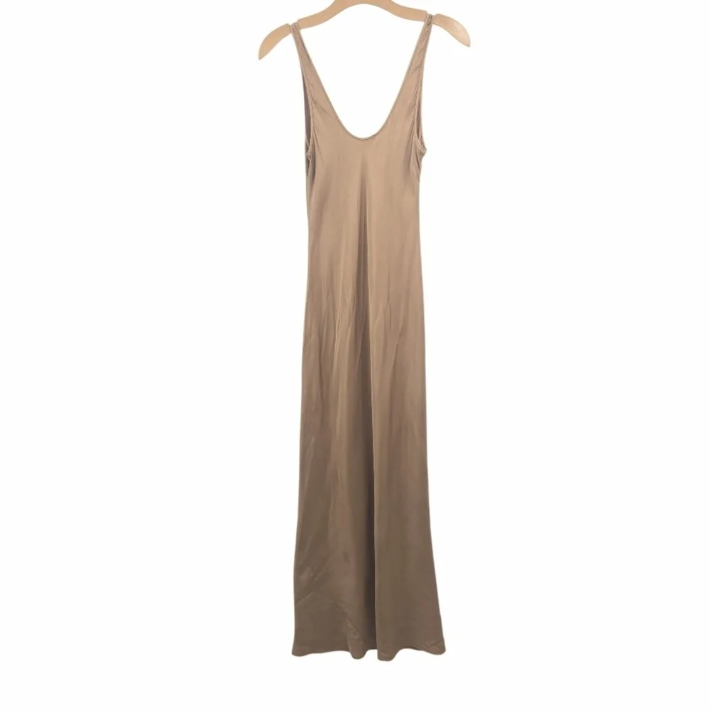 L'AGENCE‎ Akiya Satin Slip Dress Coco Brown Bias Cut Midi XS Tall - Picture 2 of 14